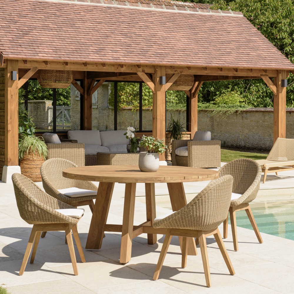 KALLY Set no. 27 Recycled Teak & Rattan Garden Furniture Set for 4 People KALLY Set no. 27 Recycled Teak & Rattan Garden Furniture Set for 4 People