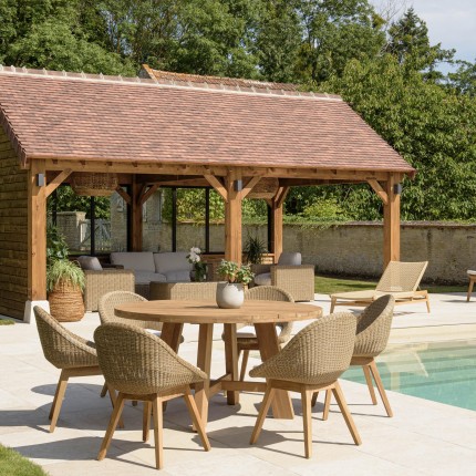 Ensemble de jardin KALLY - Lot n°28 en teck recyclé et rotin synthétique