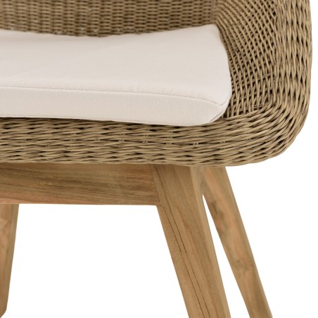 Ensemble de jardin KALLY - Lot n°28 en teck recyclé et rotin synthétique