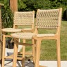 VALERIA Set of 2 Beige Synthetic Rattan Teak Garden Bar Stools