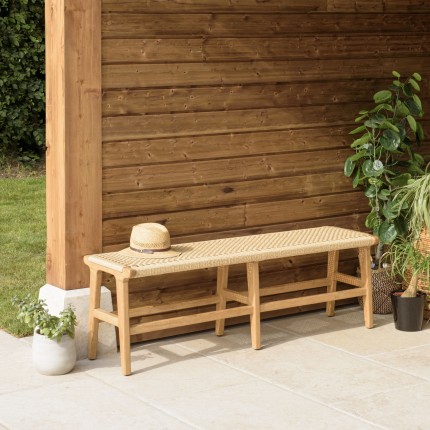 Banc de jardin VALERIA en teck et rotin synthétique