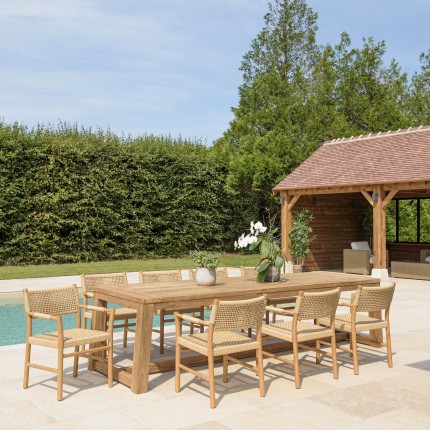 VALERIA Garden Furniture Set - Recycled Teak & Rattan - 8-10 People