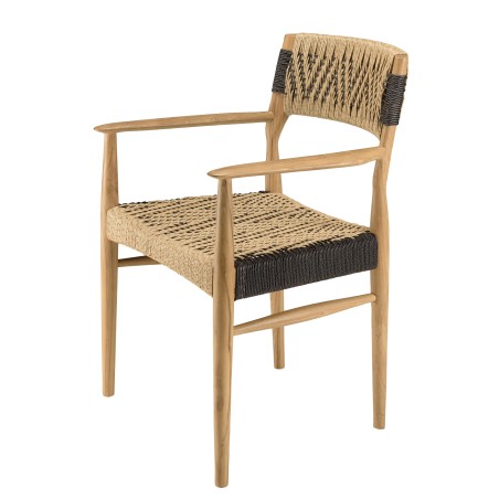 Salon de jardin teck recyclé rotin synthétique 4 pers. - Lot n°20