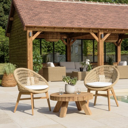 Salon de jardin VALERIA en teck recyclé et rotin synthétique