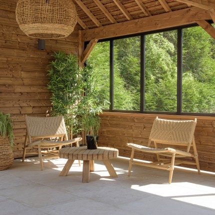 Salon de jardin VALERIA - Lot n°35 en teck recyclé et rotin synthétique