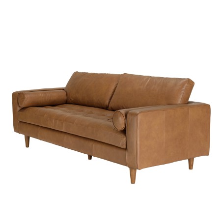 PIERRE 3-Seater Sofa in Caramel-Colored Leather
