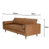 PIERRE 3-Seater Sofa in Caramel-Colored Leather