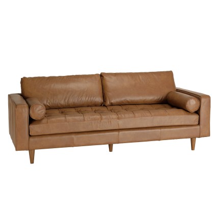 PIERRE 3-Seater Sofa in Caramel-Colored Leather