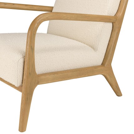 Fauteuil bas tissu bouclette écru PIERRE