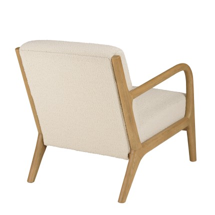 Fauteuil bas tissu bouclette écru PIERRE