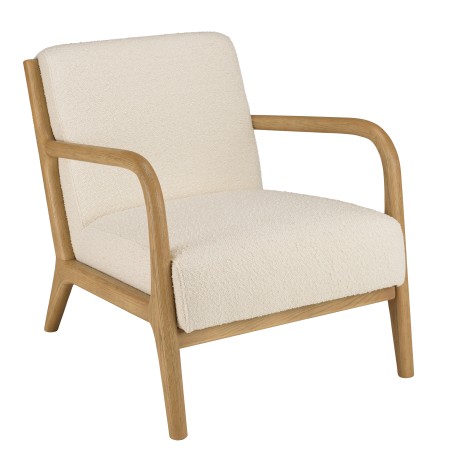 PIERRE Low Armchair in Ecru Bouclé Fabric - Cozy and Stylish Design