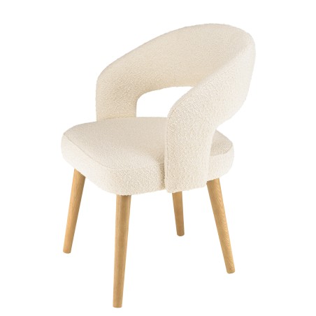 Chaise en tissu bouclette écru PIERRE