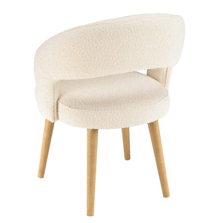 Chaise en tissu bouclette écru PIERRE
