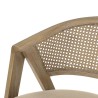 PIERRE Wooden Chair with Linen-Colored Fabric Seat and Natural Rattan Backrest