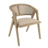 Chaise en bois PIERRE - Assise tissu lin et dossier rotin naturel