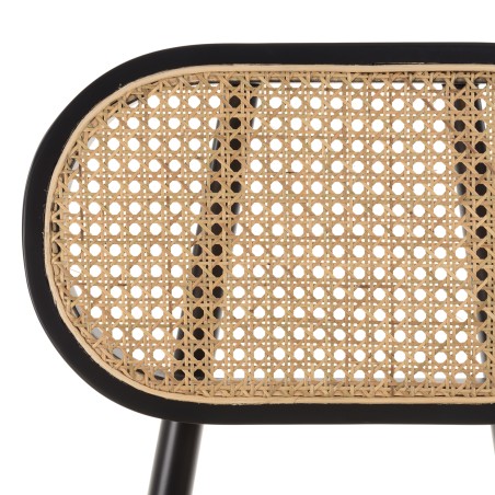 PIERRE Set of 2 Black Wooden Chairs with Rattan Seat