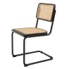 PIERRE - Set of 2 Chairs with Black Wood Seat and Rattan Backrest