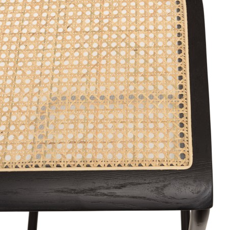 PIERRE Set of 2 Black Wood & Rattan Island Stools