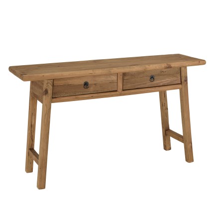 Console SANDY - Bois pin recyclé 2 tiroirs