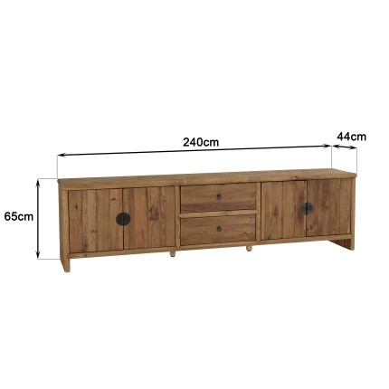 Meuble TV SANDY en pin recyclé 240cm