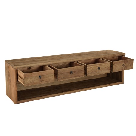 SANDY - TV Stand with 4 Drawers and 1 Niche, 200cm Recycled Pine Wood