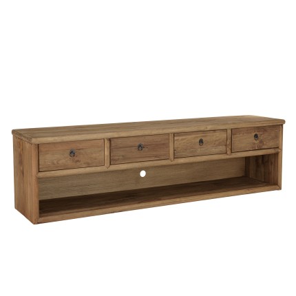 SANDY - TV Stand with 4 Drawers and 1 Niche, 200cm Recycled Pine Wood