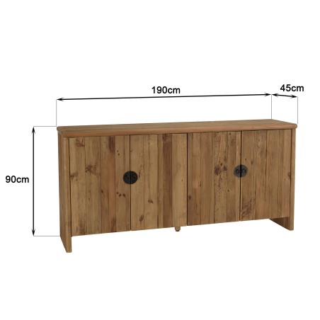 SANDY - Sideboard with 4 Doors Recycled Pine Wood | Functional and Elegant Storage Solution