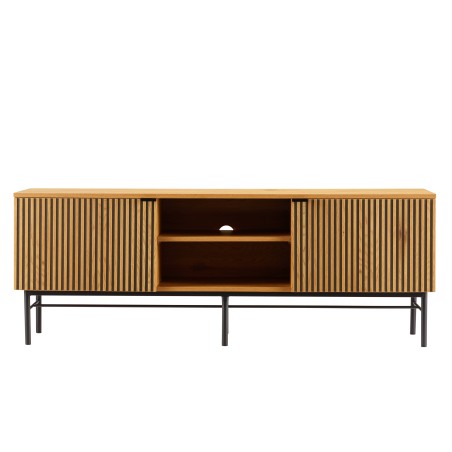 SCOTT 2-Door TV Stand - Black/Natural Wood Finish