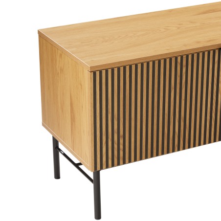 SCOTT 2-Door TV Stand - Black/Natural Wood Finish