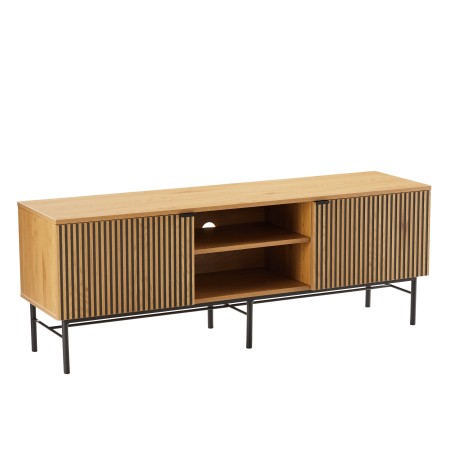 SCOTT 2-Door TV Stand - Black/Natural Wood Finish