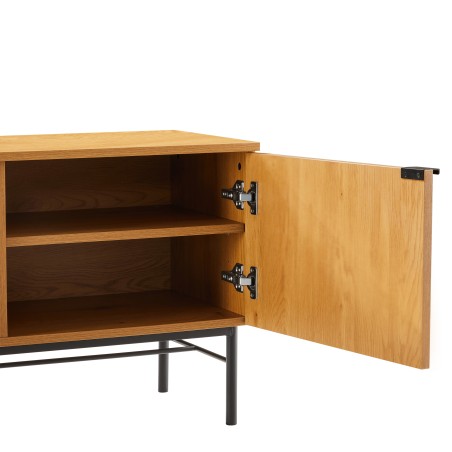 SCOTT 2-Door TV Stand - Black/Natural Wood Finish
