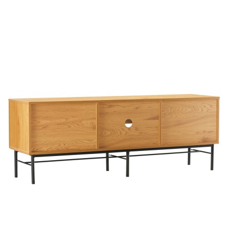 SCOTT 2-Door TV Stand - Black/Natural Wood Finish