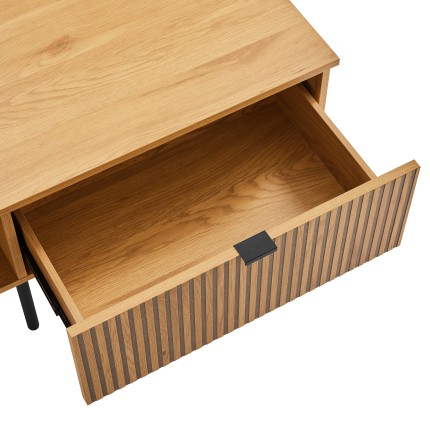 Table basse SCOTT - Décor effet bois et rainures noires