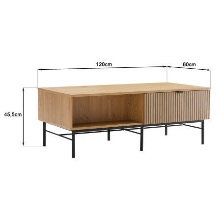 SCOTT Coffee Table with 2 Drawers in Black/Natural Wood Effect Finish