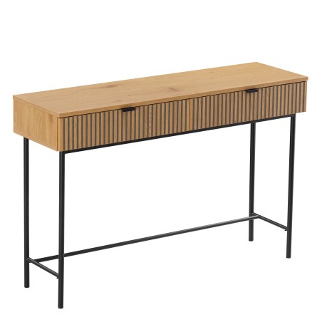 SCOTT Console Table with 2 Drawers - Black/Natural Wood Finish