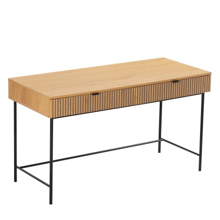 Bureau SCOTT 2 tiroirs noir et naturel