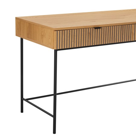 Bureau SCOTT 2 tiroirs noir et naturel