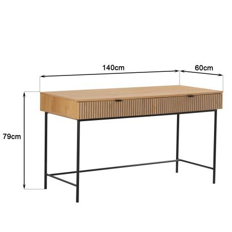 Bureau SCOTT 2 tiroirs noir et naturel
