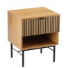 SCOTT Bedside Table with 1 Drawer in Black and Natural Wood Effect
