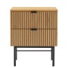 SCOTT Bedside Table - Black/Natural Wood Effect - 2 Drawers