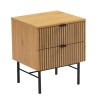 SCOTT Bedside Table - Black/Natural Wood Effect - 2 Drawers