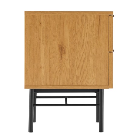 SCOTT Bedside Table - Black/Natural Wood Effect - 2 Drawers