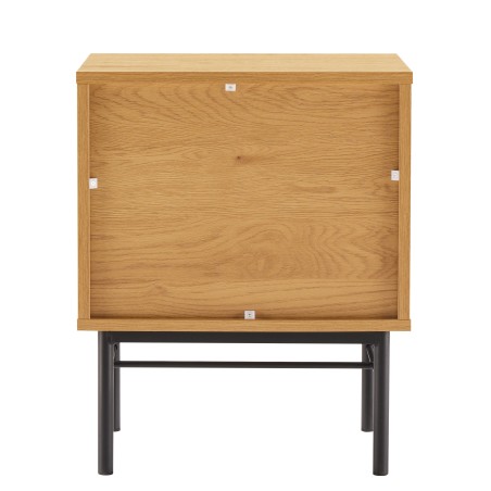 SCOTT Bedside Table - Black/Natural Wood Effect - 2 Drawers
