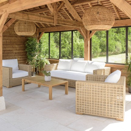 Valeria 6-Seater Garden Furniture Set - Beige Synthetic Rattan