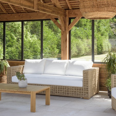 Salon de jardin VALERIA 6 places en rotin synthétique beige