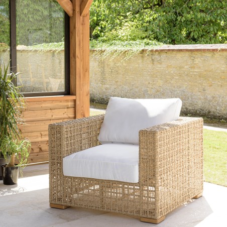 Salon de jardin VALERIA 6 places en rotin synthétique beige