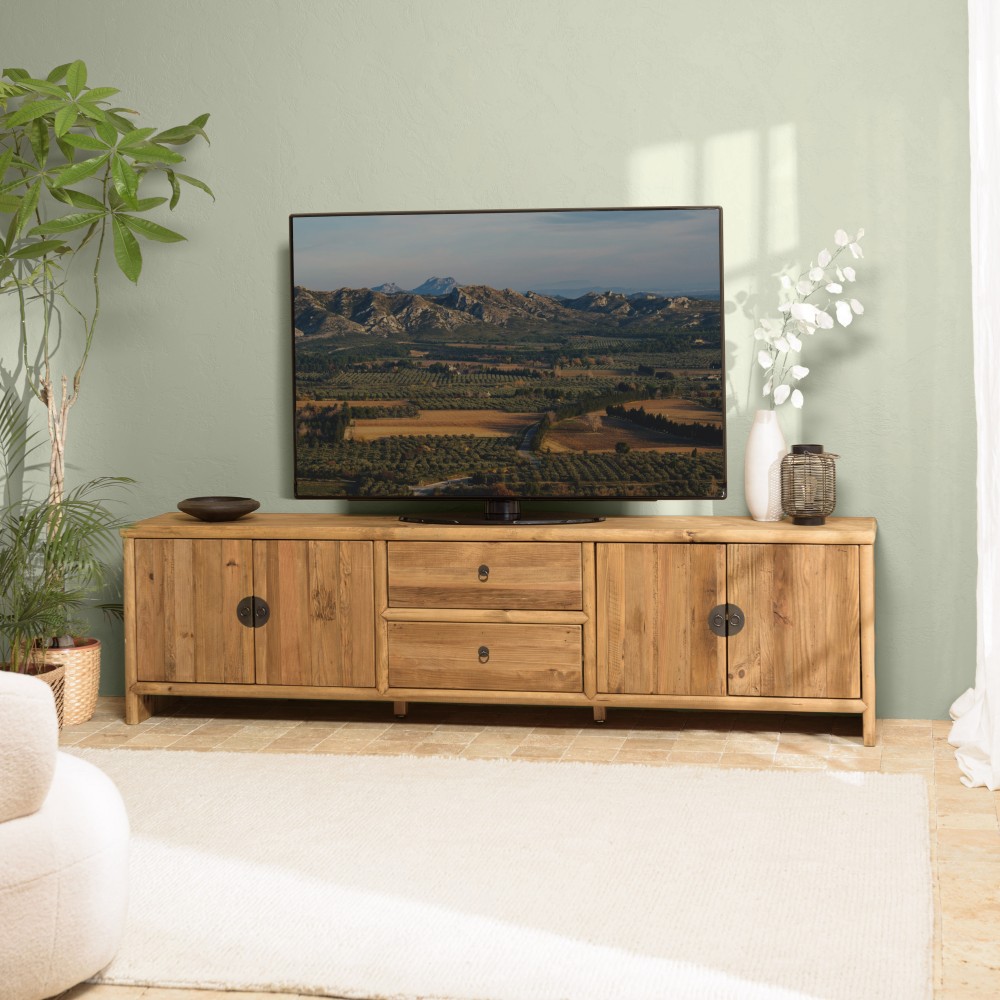Meuble TV SANDY en pin recyclé 240cm Meuble TV SANDY en pin recyclé 240cm