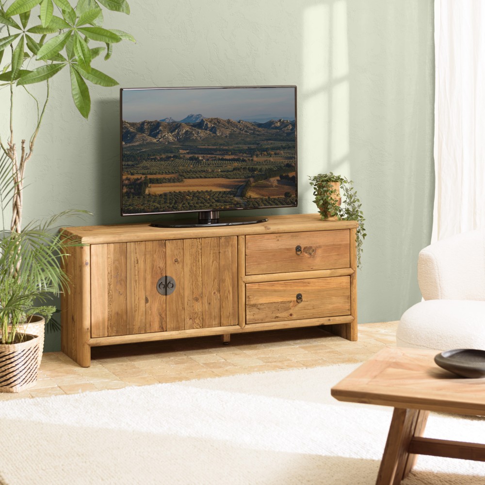 Meuble TV SANDY en bois pin recyclé 155cm Meuble TV SANDY en bois pin recyclé 155cm
