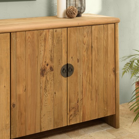 SANDY - Sideboard with 4 Doors Recycled Pine Wood | Functional and Elegant Storage Solution