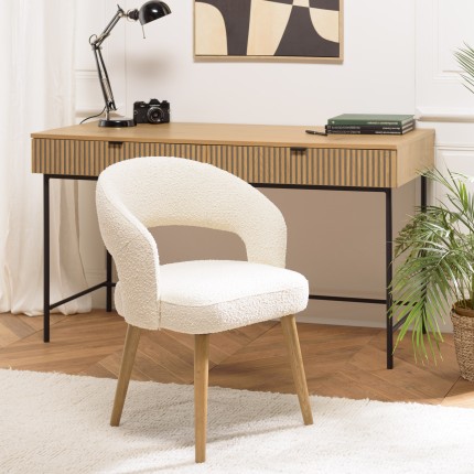Chaise en tissu bouclette écru PIERRE
